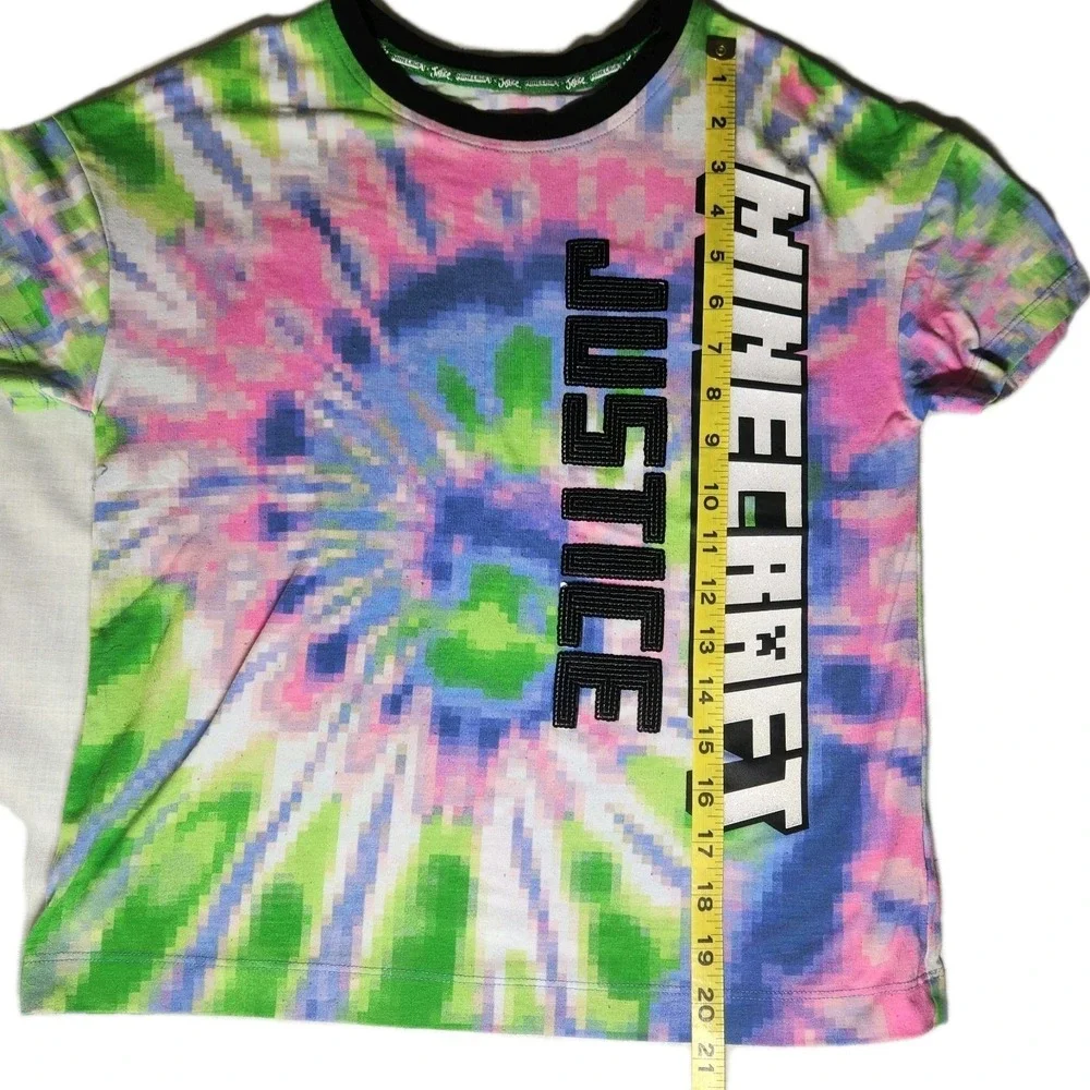 Justice Minecraft T Shirt‎ Size Small Sequins Tie Dye Game Tee Gift
